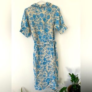 Linen french toile patterned dress